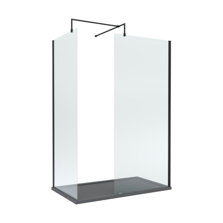 [BEZW067] Contemporary 8mm Glass Walk In Wetroom Screens and Shower Tray - Choice of Size and Finish - Cutout