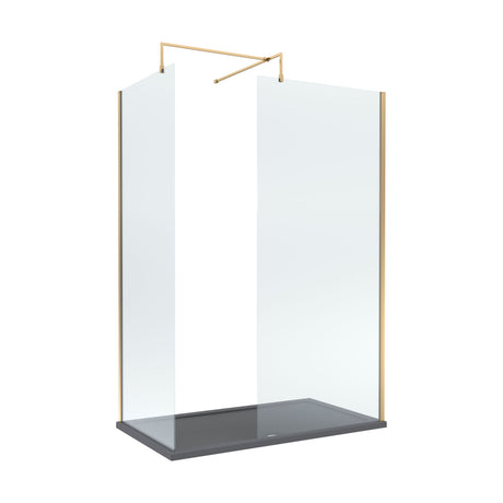 [BEZW068] Contemporary 8mm Glass Walk In Wetroom Screens and Shower Tray - Choice of Size and Finish - Cutout