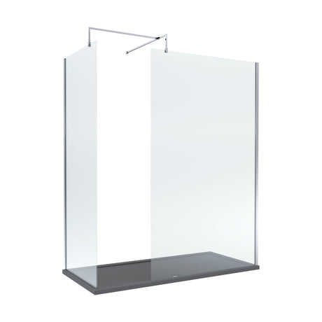 [BEZW073] Contemporary 8mm Glass Walk In Wetroom Screens and Shower Tray - Choice of Size and Finish - Cutout