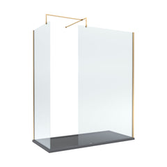[BEZW083] Contemporary 8mm Glass Walk In Wetroom Screens and Shower Tray - Choice of Size and Finish - Cutout