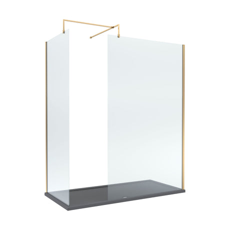 [BEZW083] Contemporary 8mm Glass Walk In Wetroom Screens and Shower Tray - Choice of Size and Finish - Cutout