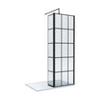 [BEZW088] Contemporary 8mm Glass Walk In Wetroom Screen and Hinged Return Screen with Black Framed Design - Choice of Size - Cutout