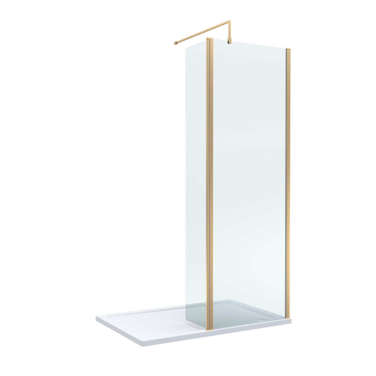 8mm Glass Walk In Wetroom Screen and Hinged Return Screen and Shower Tray - Choice of Size and Finish