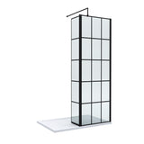 8mm Glass Walk In Wetroom Screen and Hinged Return Screen with Black Framed Design - Choice of Size