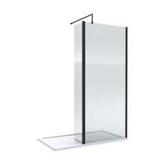 [BEZW106] Contemporary 8mm Fluted Glass Walk In Wetroom Screen and Hinged Return Screen - Choice of Size and Finish - Cutout
