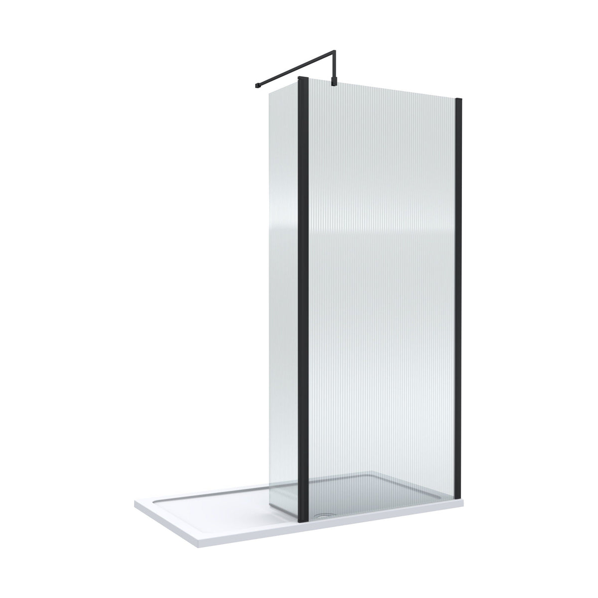 Hapi Walk In Screen Contemporary 8mm Fluted Glass Walk In Wetroom Screen and Hinged Return ...