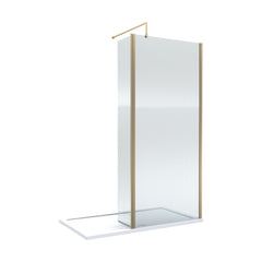 [BEZW114] Contemporary 8mm Fluted Glass Walk In Wetroom Screen and Hinged Return Screen - Choice of Size and Finish - Cutout