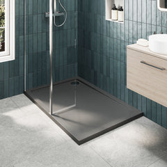 Contemporary 8mm Glass Walk In Wetroom Screen and Hinged Return Screen and Shower Tray - Choice of Size and Finish