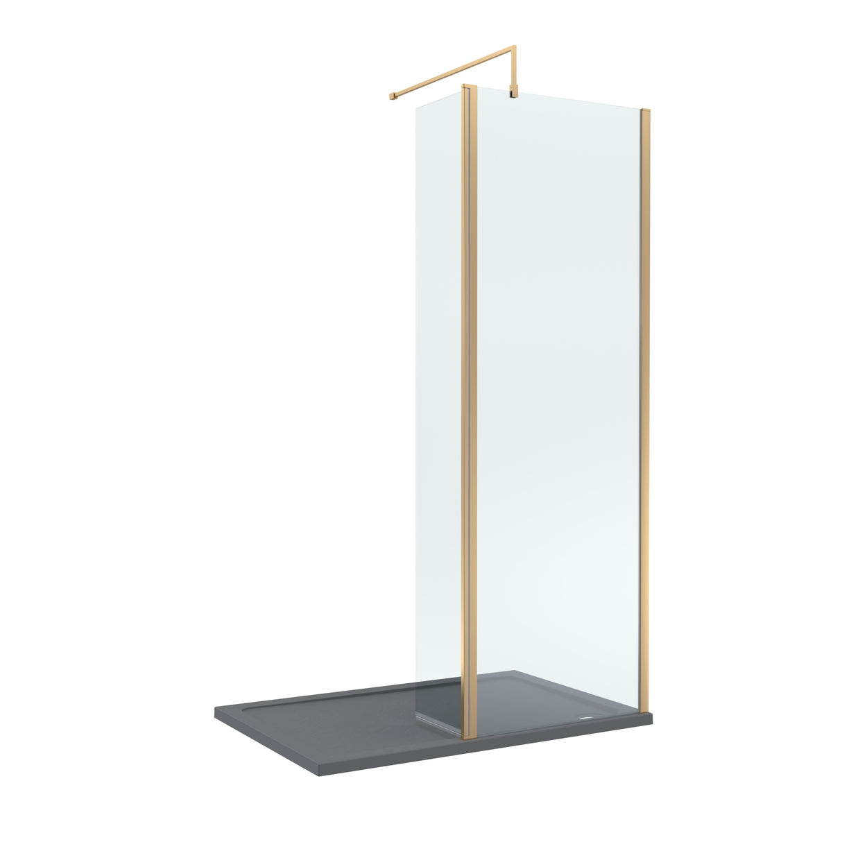 8mm Glass Walk In Wetroom Screen and Hinged Return Screen and Shower Tray - Choice of Size and Finish