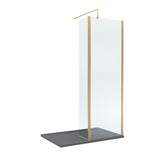 8mm Glass Walk In Wetroom Screen and Hinged Return Screen and Shower Tray - Choice of Size and Finish