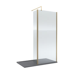 [BEZW149] Contemporary 8mm Fluted Glass Walk In Wetroom Screen and Hinged Return Screen - Choice of Size and Finish - Cutout