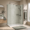 [BEZW185001GM] Contemporary Walk In Wetroom Shower Enclosure Bundle - Screens, Shower Tray and Waste, Choice of Size and Colour - Silo