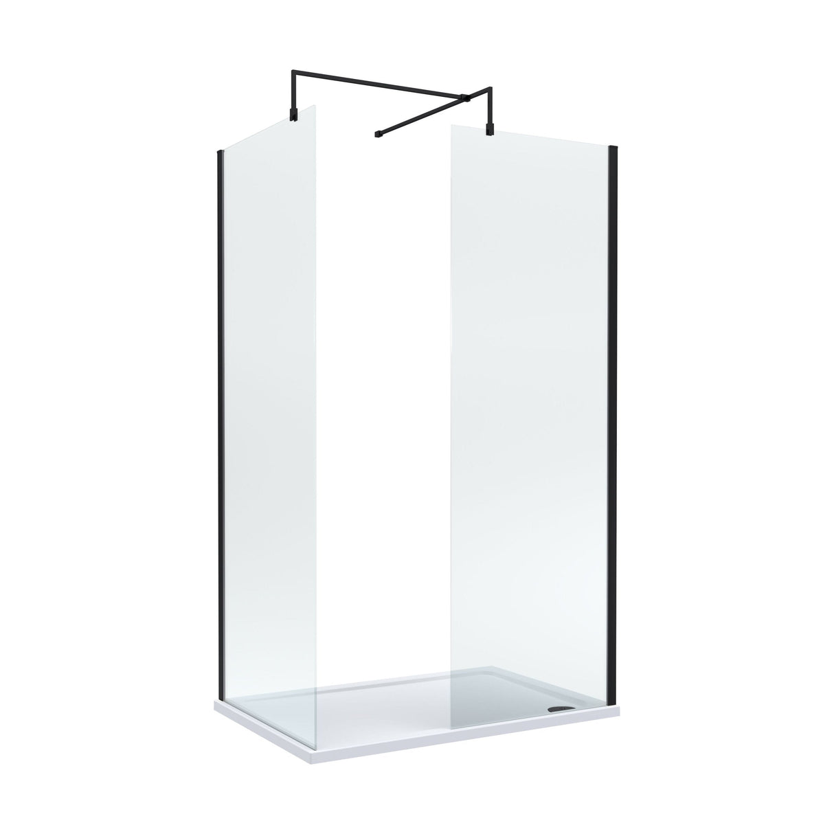 [BEZW185001MB] Contemporary Walk In Wetroom Shower Enclosure Bundle - Screens, Shower Tray and Waste, Choice of Size and Colour - Cutout
