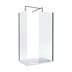 [BEZW185001MB] Contemporary Walk In Wetroom Shower Enclosure Bundle - Screens, Shower Tray and Waste, Choice of Size and Colour - Cutout