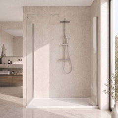 [BEZW185001] Contemporary Walk In Wetroom Shower Enclosure Bundle - Screens, Shower Tray and Waste, Choice of Size and Colour