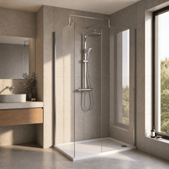[BEZW185001] Contemporary Walk In Wetroom Shower Enclosure Bundle - Screens, Shower Tray and Waste, Choice of Size and Colour