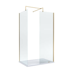[BEZW185002BB] Contemporary Walk In Wetroom Shower Enclosure Bundle - Screens, Shower Tray and Waste, Choice of Size and Colour - Cutout