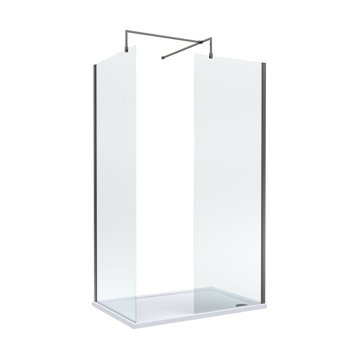 [BEZW185002GM] Contemporary Walk In Wetroom Shower Enclosure Bundle - Screens, Shower Tray and Waste, Choice of Size and Colour - Cutout