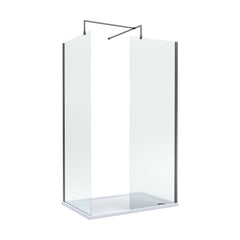 [BEZW185002GM] Contemporary Walk In Wetroom Shower Enclosure Bundle - Screens, Shower Tray and Waste, Choice of Size and Colour - Cutout
