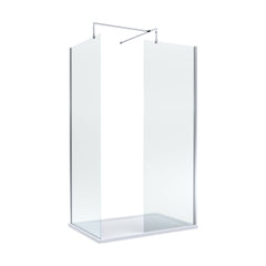 [BEZW185002] Contemporary Walk In Wetroom Shower Enclosure Bundle - Screens, Shower Tray and Waste, Choice of Size and Colour - Cutout