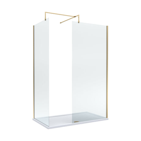 [BEZW185003BB] Balterley Walk-In Wetroom Bundle with Tray and Waste, 1400x700mm, Brushed Brass - Cutout