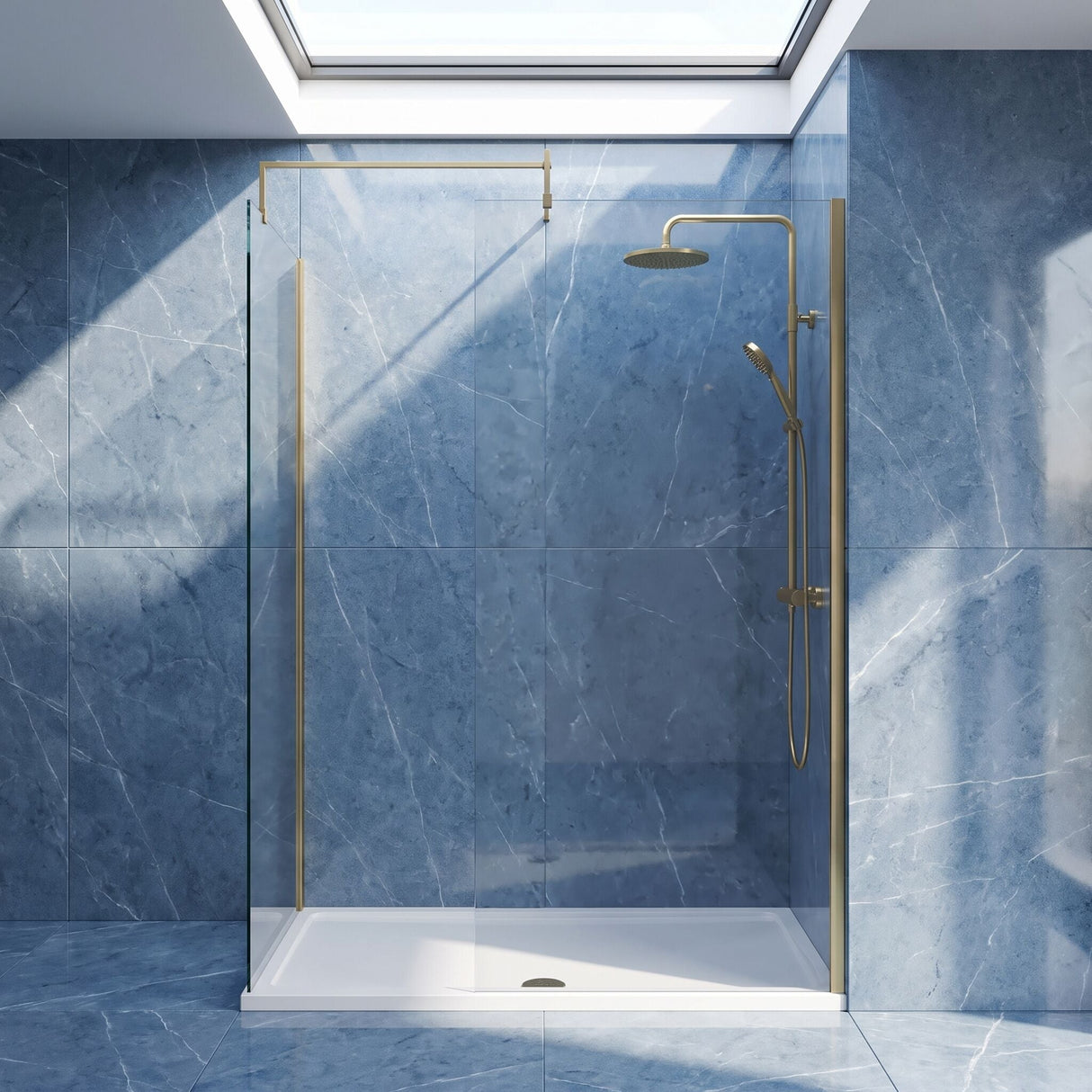 [BEZW185003BB] Contemporary Walk In Wetroom Shower Enclosure Bundle - Screens, Shower Tray and Waste, Choice of Size and Colour - Silo