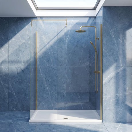 [BEZW185003BB] Contemporary Walk In Wetroom Shower Enclosure Bundle - Screens, Shower Tray and Waste, Choice of Size and Colour - Silo
