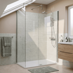 [BEZW185003GM] Contemporary Walk In Wetroom Shower Enclosure Bundle - Screens, Shower Tray and Waste, Choice of Size and Colour - Silo