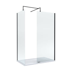[BEZW185003MB] Contemporary Walk In Wetroom Shower Enclosure Bundle - Screens, Shower Tray and Waste, Choice of Size and Colour - Cutout