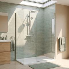 [BEZW185003] Contemporary Walk In Wetroom Shower Enclosure Bundle - Screens, Shower Tray and Waste, Choice of Size and Colour - Silo