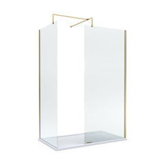 [BEZW185004BB] Contemporary Walk In Wetroom Shower Enclosure Bundle - Screens, Shower Tray and Waste, Choice of Size and Colour - Cutout