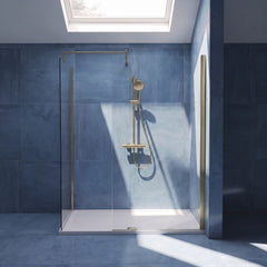 [BEZW185004BB] Contemporary Walk In Wetroom Shower Enclosure Bundle - Screens, Shower Tray and Waste, Choice of Size and Colour - Silo