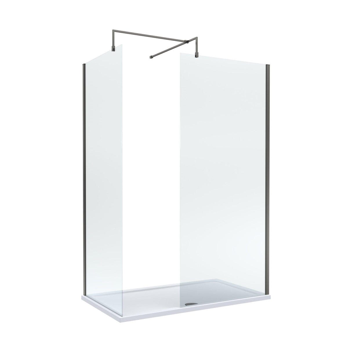 [BEZW185004GM] Contemporary Walk In Wetroom Shower Enclosure Bundle - Screens, Shower Tray and Waste, Choice of Size and Colour - Cutout