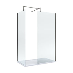 [BEZW185004GM] Contemporary Walk In Wetroom Shower Enclosure Bundle - Screens, Shower Tray and Waste, Choice of Size and Colour - Cutout