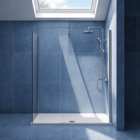 [BEZW185004GM] Contemporary Walk In Wetroom Shower Enclosure Bundle - Screens, Shower Tray and Waste, Choice of Size and Colour - Silo