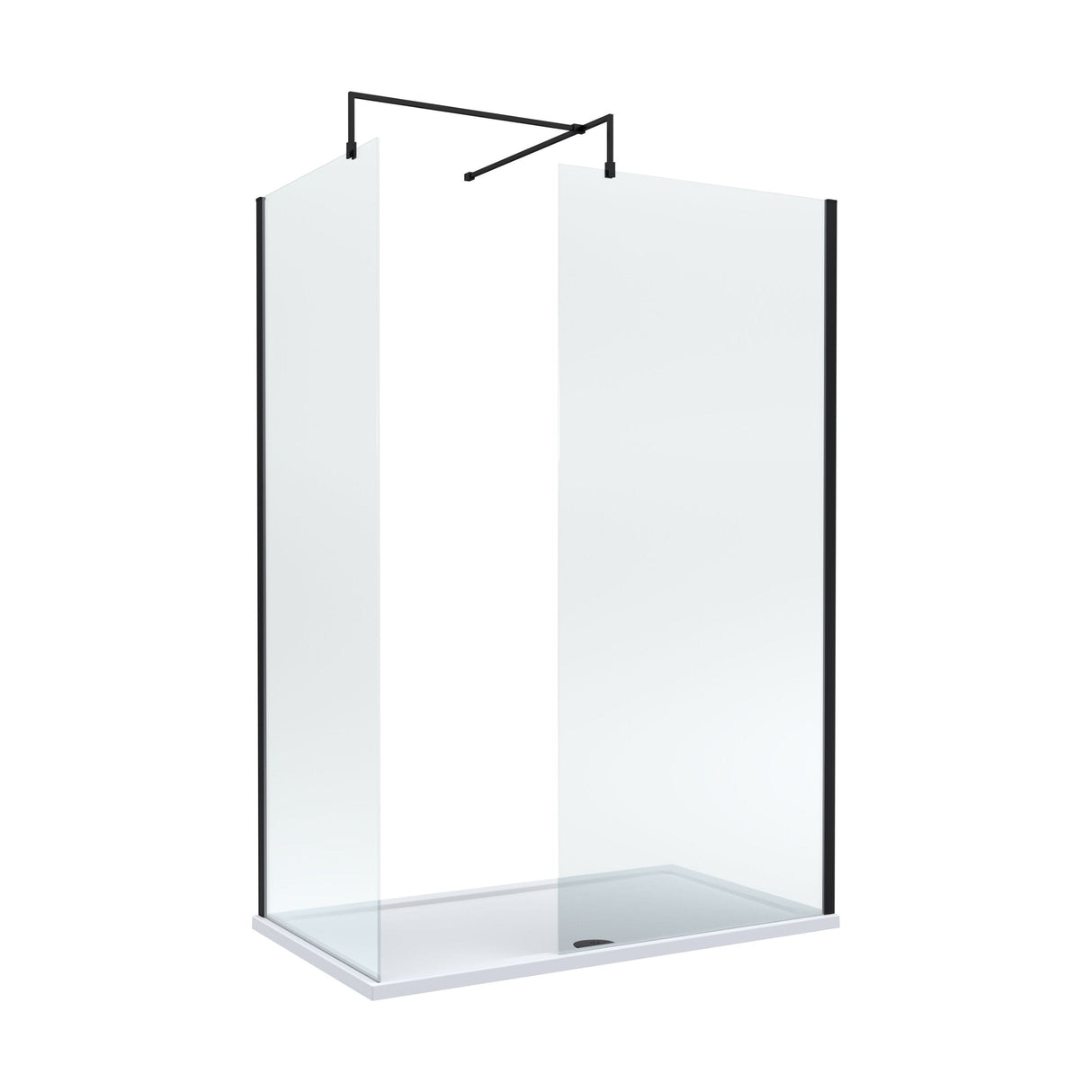 [BEZW185004MB] Contemporary Walk In Wetroom Shower Enclosure Bundle - Screens, Shower Tray and Waste, Choice of Size and Colour - Cutout