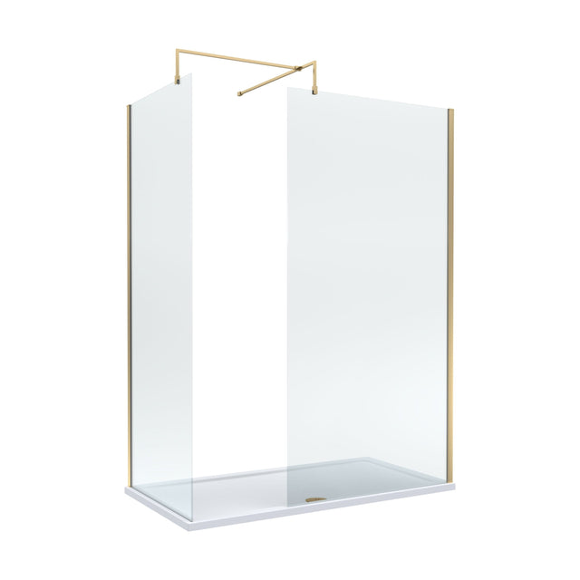 [BEZW185005BB] Balterley Walk-In Wetroom Bundle with Tray and Waste, 1500x700mm, Brushed Brass - Cutout