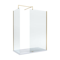 [BEZW185005BB] Contemporary Walk In Wetroom Shower Enclosure Bundle - Screens, Shower Tray and Waste, Choice of Size and Colour - Cutout