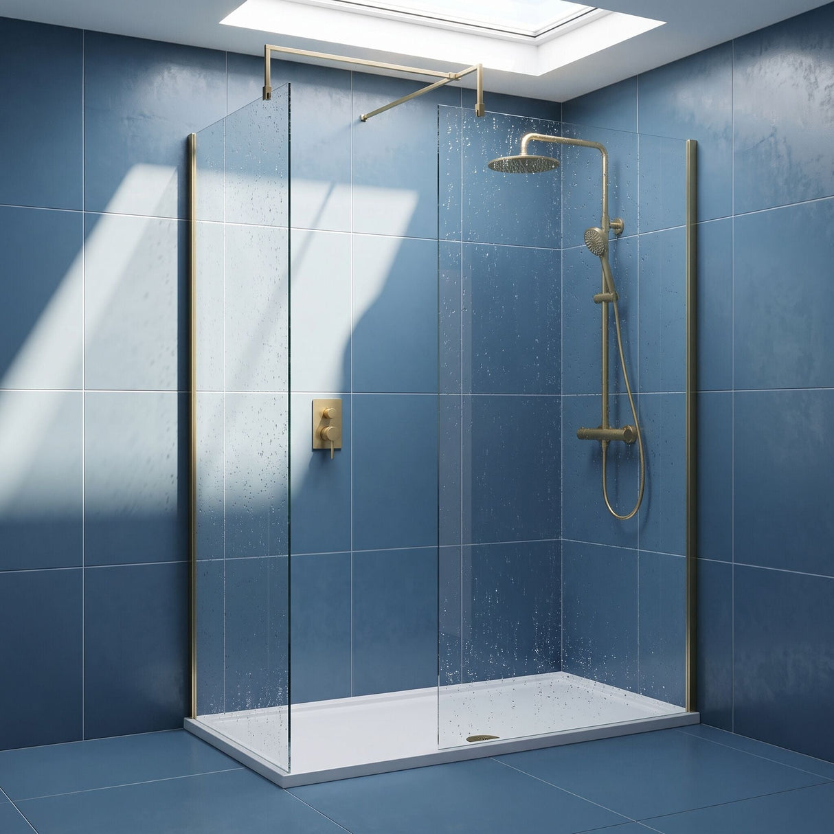 [BEZW185005BB] Contemporary Walk In Wetroom Shower Enclosure Bundle - Screens, Shower Tray and Waste, Choice of Size and Colour - Silo