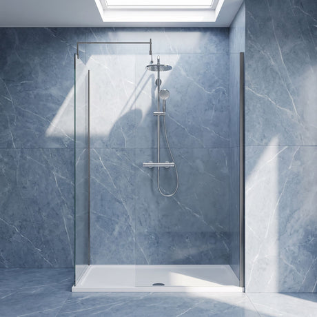 [BEZW185005GM] Contemporary Walk In Wetroom Shower Enclosure Bundle - Screens, Shower Tray and Waste, Choice of Size and Colour - Silo