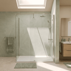[BEZW185005] Contemporary Walk In Wetroom Shower Enclosure Bundle - Screens, Shower Tray and Waste, Choice of Size and Colour - Silo