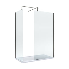 [BEZW185006GM] Contemporary Walk In Wetroom Shower Enclosure Bundle - Screens, Shower Tray and Waste, Choice of Size and Colour - Cutout