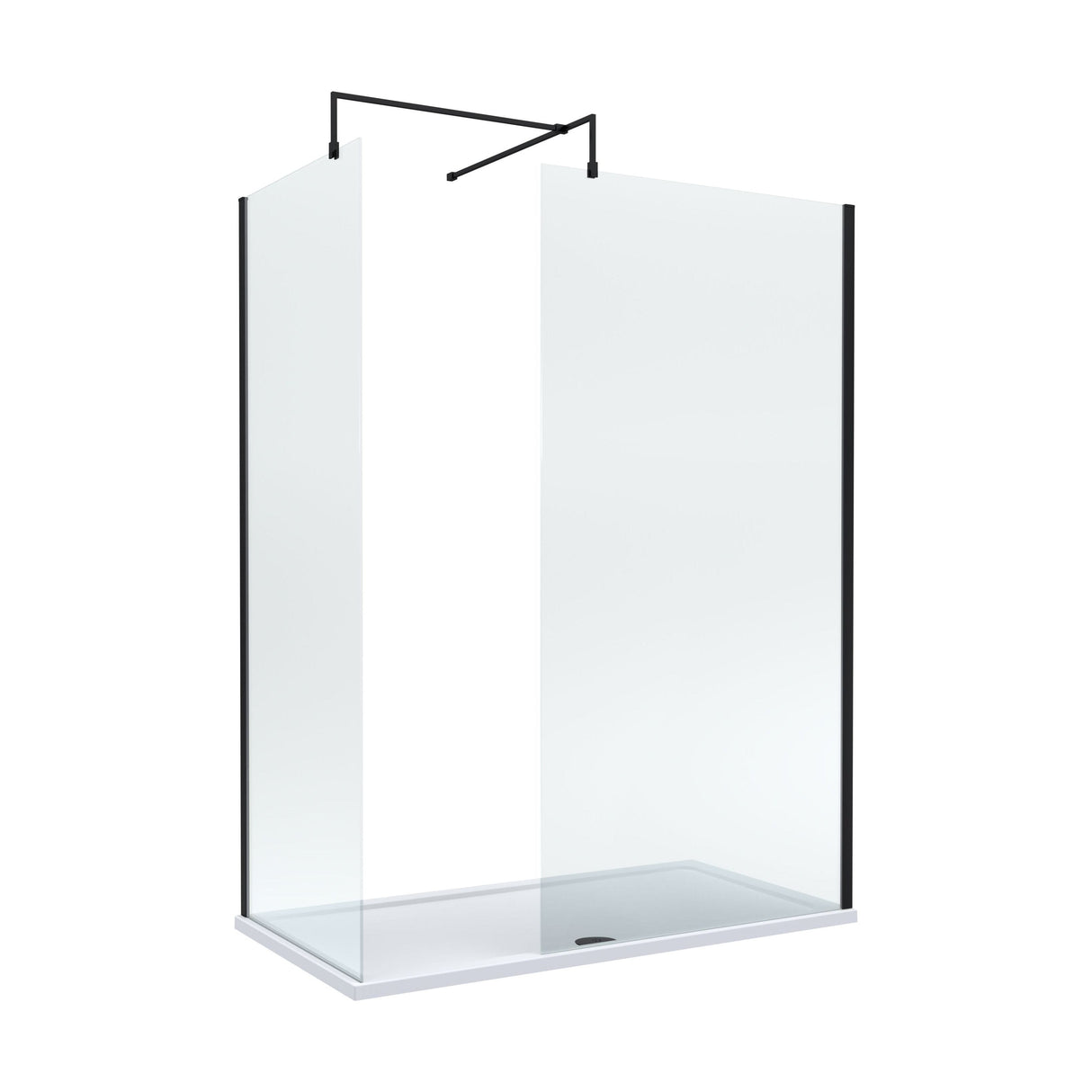 [BEZW185006MB] Contemporary Walk In Wetroom Shower Enclosure Bundle - Screens, Shower Tray and Waste, Choice of Size and Colour - Cutout