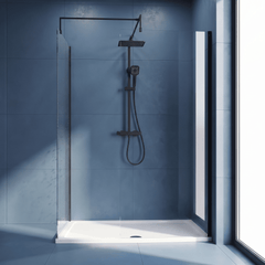 [BEZW185006MB] Contemporary Walk In Wetroom Shower Enclosure Bundle - Screens, Shower Tray and Waste, Choice of Size and Colour - Silo