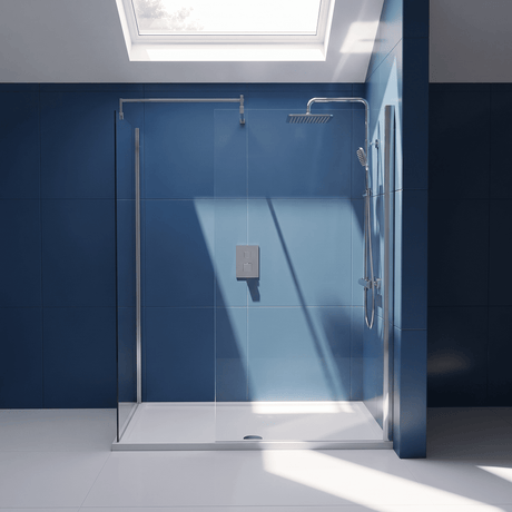 [BEZW185006] Contemporary Walk In Wetroom Shower Enclosure Bundle - Screens, Shower Tray and Waste, Choice of Size and Colour - Silo