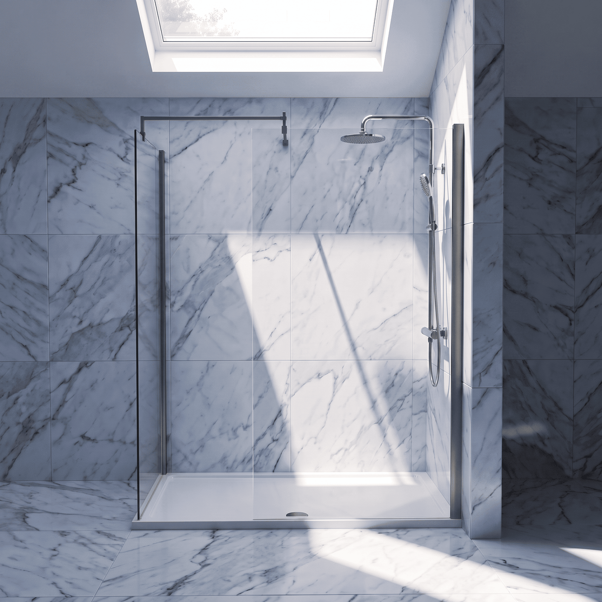 [BEZW185007GM] Contemporary Walk In Wetroom Shower Enclosure Bundle - Screens, Shower Tray and Waste, Choice of Size and Colour - Silo