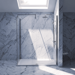 [BEZW185007GM] Contemporary Walk In Wetroom Shower Enclosure Bundle - Screens, Shower Tray and Waste, Choice of Size and Colour - Silo