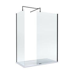 [BEZW185007MB] Contemporary Walk In Wetroom Shower Enclosure Bundle - Screens, Shower Tray and Waste, Choice of Size and Colour - Cutout