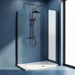 [BEZW185007MB] Contemporary Walk In Wetroom Shower Enclosure Bundle - Screens, Shower Tray and Waste, Choice of Size and Colour - Silo