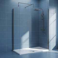 [BEZW185008GM] Contemporary Walk In Wetroom Shower Enclosure Bundle - Screens, Shower Tray and Waste, Choice of Size and Colour - Silo